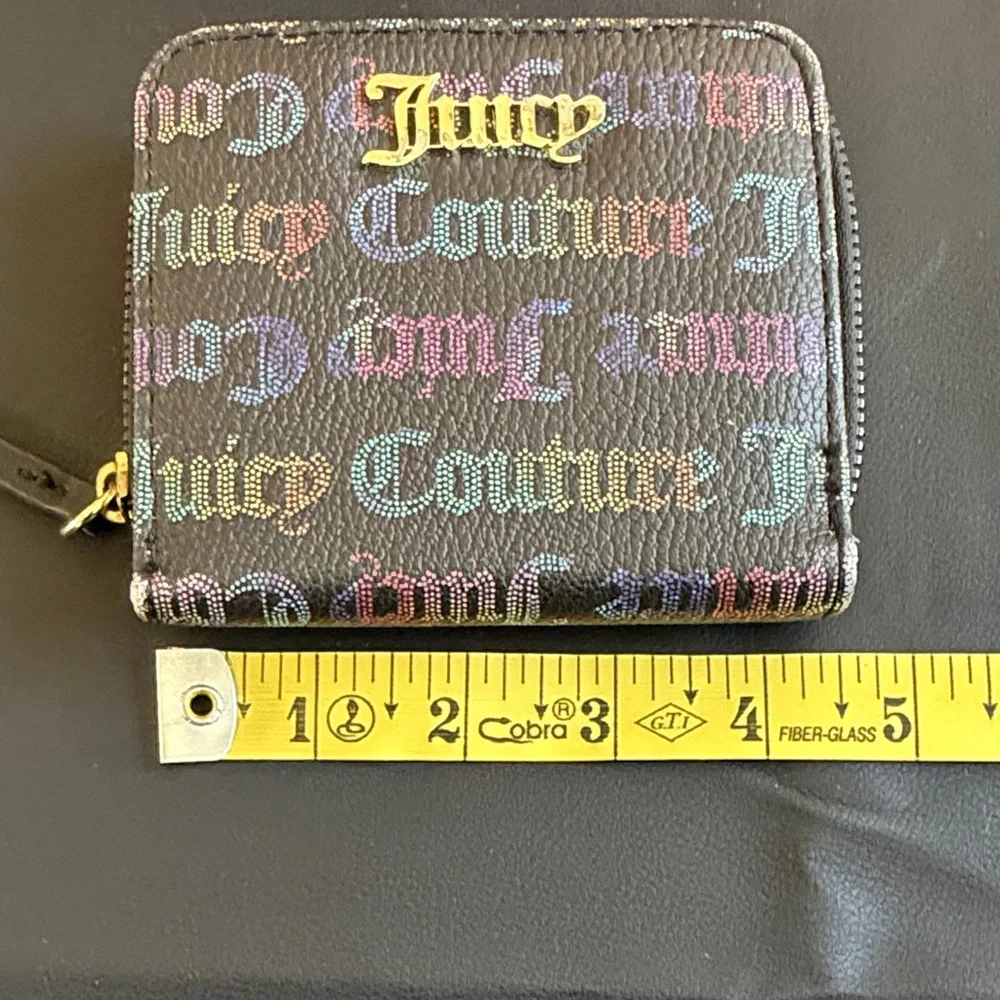 Juicy Couture Y2K Rainbow Logo Zip Around Wallet Coin Purse Black